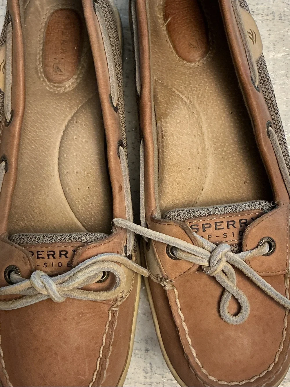 Sperry Tan & Beige Leather Moccasin Flats